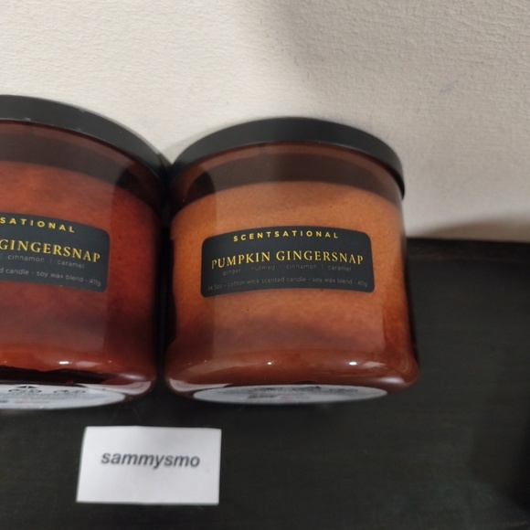 Scentsational PUMPKIN GINGERSNAP, cinnamon Candle Glass Jar soy Wax 14.5oz x2 - Picture 2 of 5